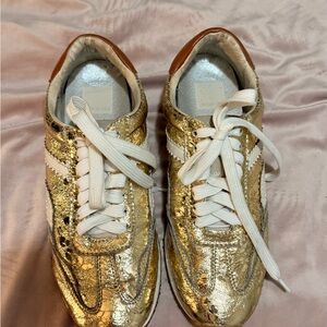Gold and White Women's Sneakers